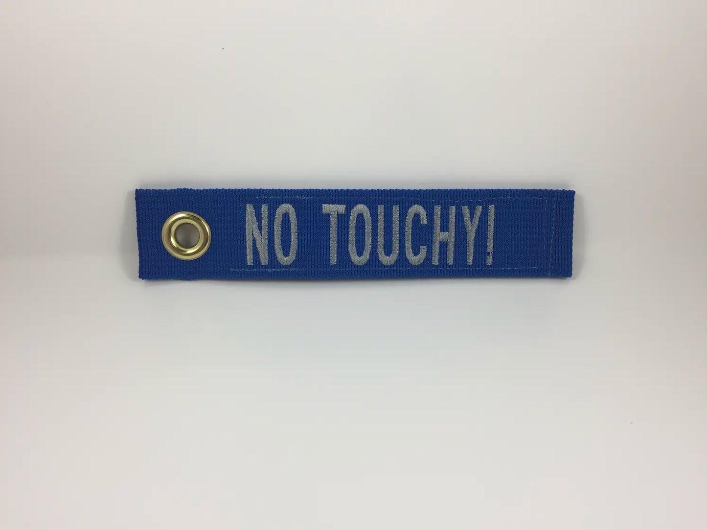 NO TOUCHY! embroidered grommet luggage tag