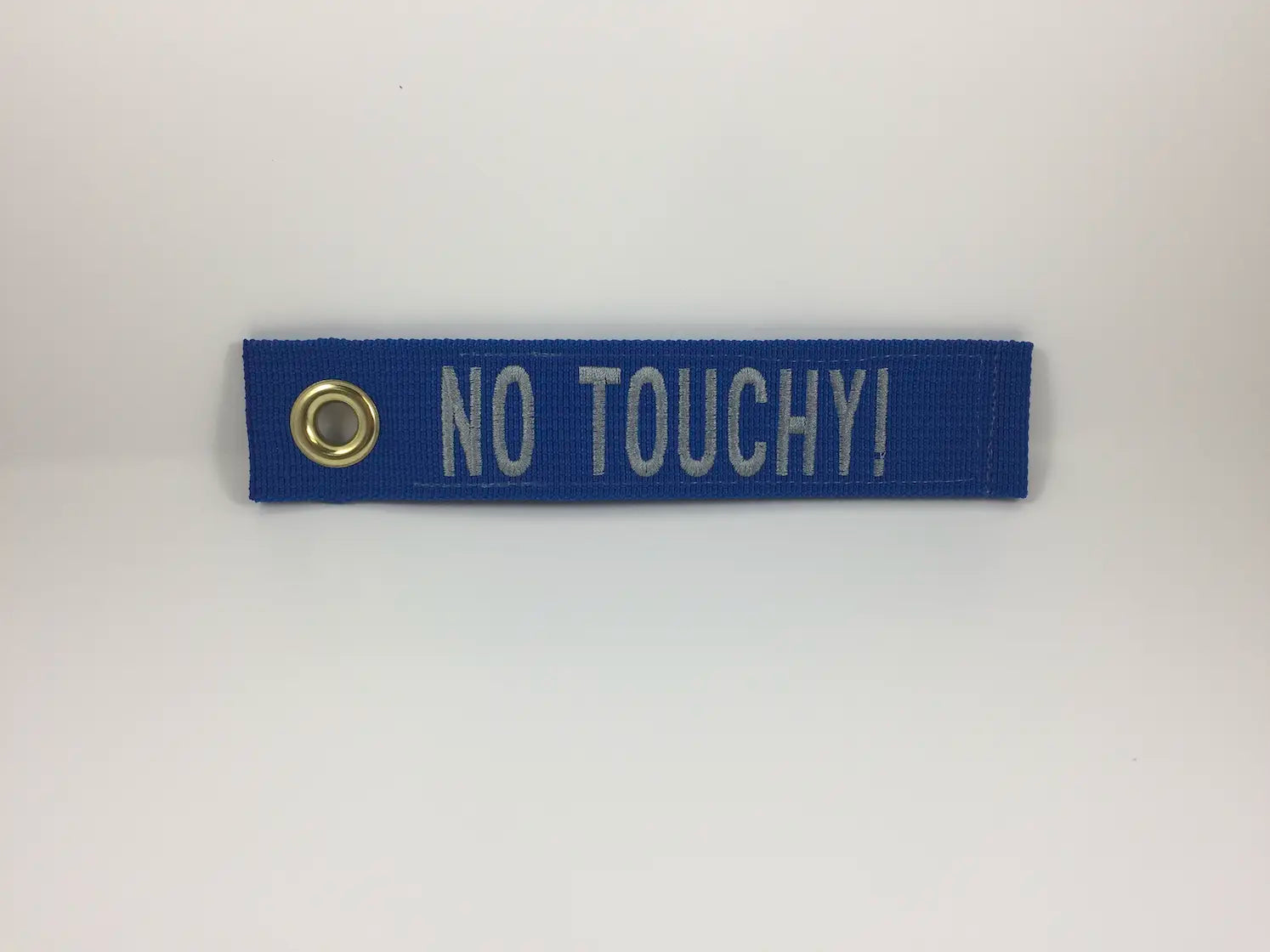 NO TOUCHY! embroidered grommet luggage tag